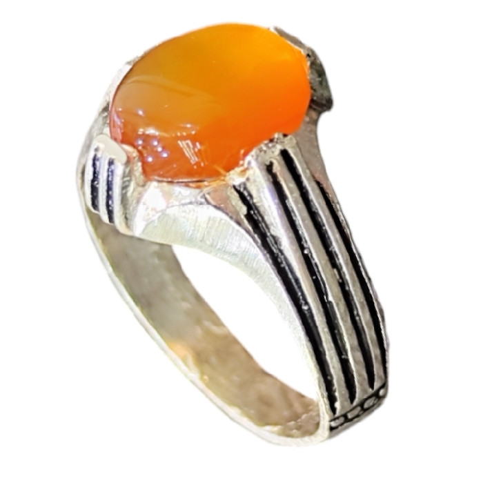 انگشتر نقره مردانه مدل عقیق یمانی کد 4000