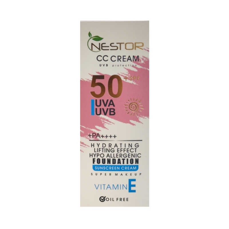 کرم ضد آفتاب رنگی نستور SPF 50 شماره 2 مدل ویتامین c مناسب پوستهای خشک حجم 50 میلیلیتر