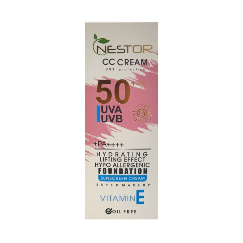 کرم ضد آفتاب رنگی نستور SPF 50 شماره 2 مدل ویتامین c ‌مناسب پوست‌های خشک حجم 50 میلی‌لیتر