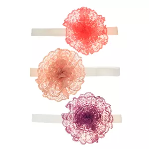 هدبند نوزادی دلنار گالری مدل گل توری کد 25 مجموعه 3 عددی