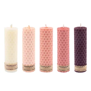 شمع بیزوکس هونیا مدل موم عسلی کد 7 بسته 5 عددی