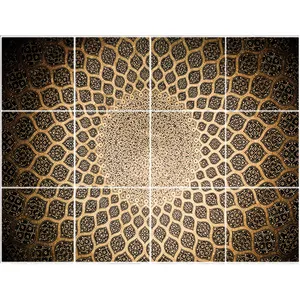  تایل سقفی آسمان مجازی طرح اسلیمی دایره کد ST 6017-12 سایز 60x60 سانتی متر مجموعه 12 عددی