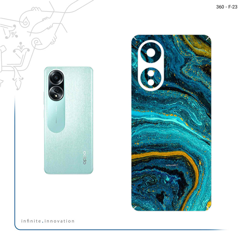 برچسب پوششی ماهوت مدل Turquoise marblewith golden streaks مناسب برای گوشی موبایل اپو A58 4G