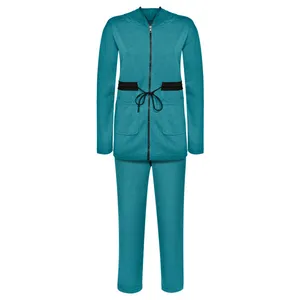 ست سویشرت و شلوار ورزشی زنانه ساروک مدل S&SHZKK09 رنگ سبز آبی