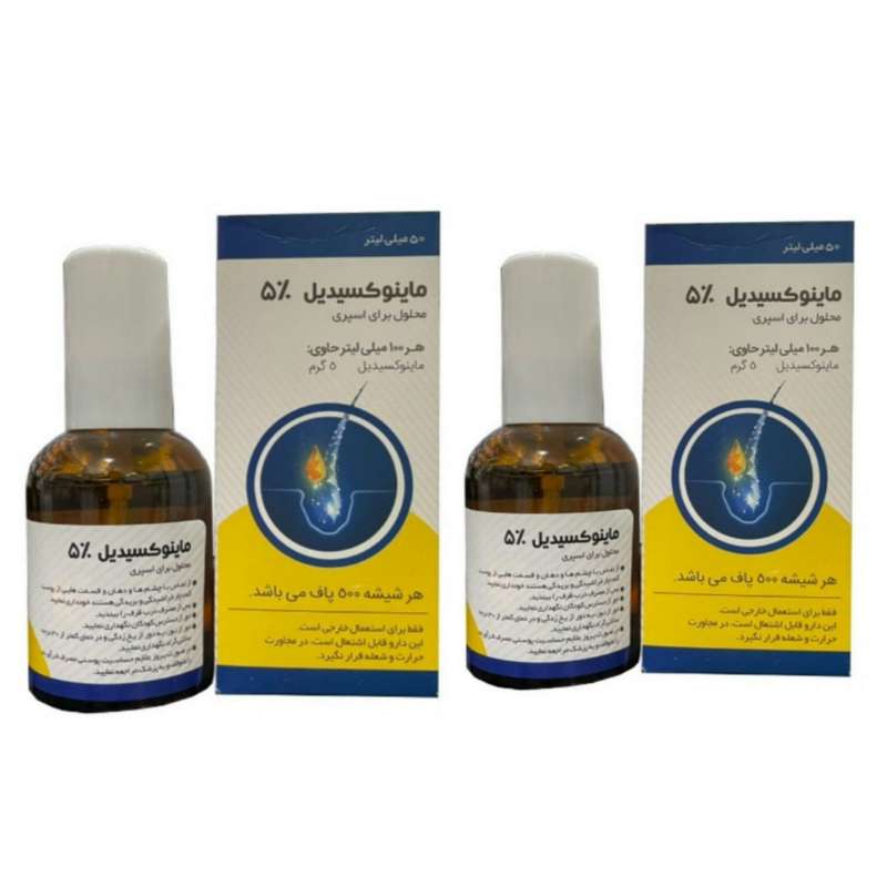 محلول محرک رشد مو ایران دارو مدل ماینوکسیدیل 5 درصد حجم 50 میلی لیتر بسته 2 عددی
