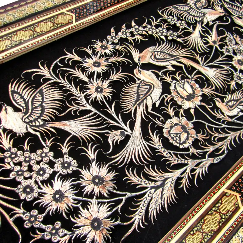 تابلو قلمزنی طرح گل ومرغ 5080-13