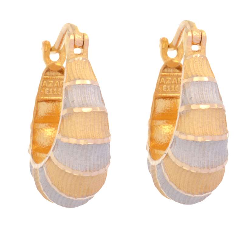 گوشواره حلقه‌ای طلا 18 عیار زنانه طلای مستجابی مدل کشکولی آذر کد E118