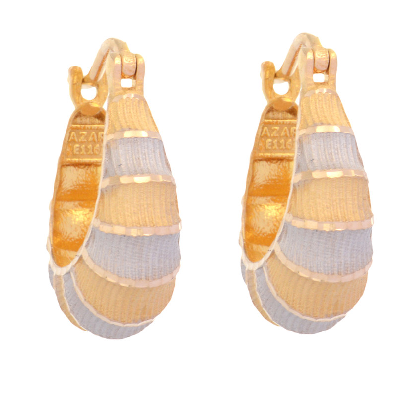 گوشواره حلقه‌ای طلا 18 عیار زنانه طلای مستجابی مدل کشکولی آذر کد E118