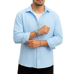 پیراهن آستین بلند یقه برگردان مردانه مدل 1174-058