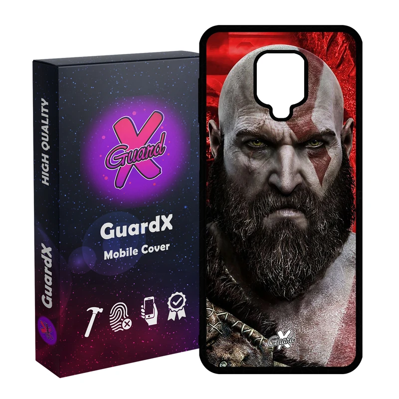 کاور گارد ایکس طرح God of War مدل Glass10035 مناسب برای گوشی موبایل شیائومی Redmi Note 9S / Note 9 Pro / Note 9 Pro Max