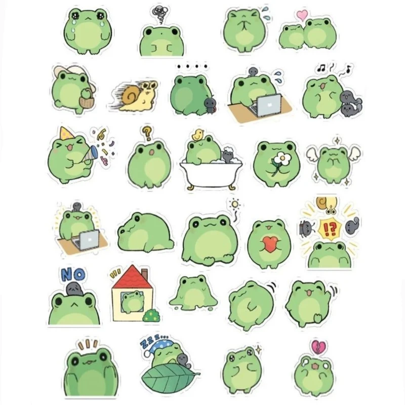 استیکر لپ تاپ طرح قورباغه کد 5 مجموعه 28 عددی