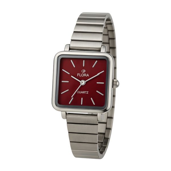 ساعت مچی عقربه‌ای کوارتز زنانه فلورا مدل صفحه مربعی کد FL-06