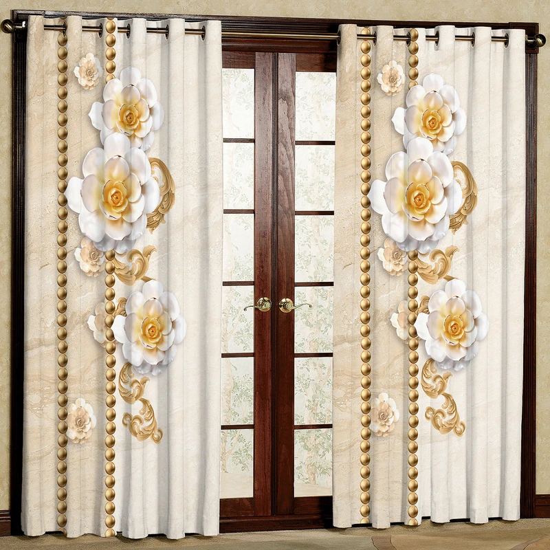 پرده مدل گل دار مخمل پانچی کد 4827 سایز 140x200 سانتی متر