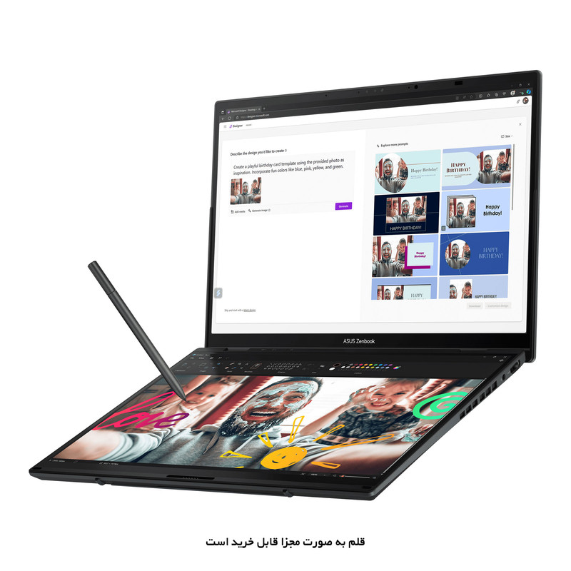 لپ‌تاپ 14 اینچی ایسوس مدل Zenbook DUO UX8406CA-Core Ultra 9 285H-32GB LPDDR5X-2TB SSD-Dual 3K OLED Touch 120Hz-W