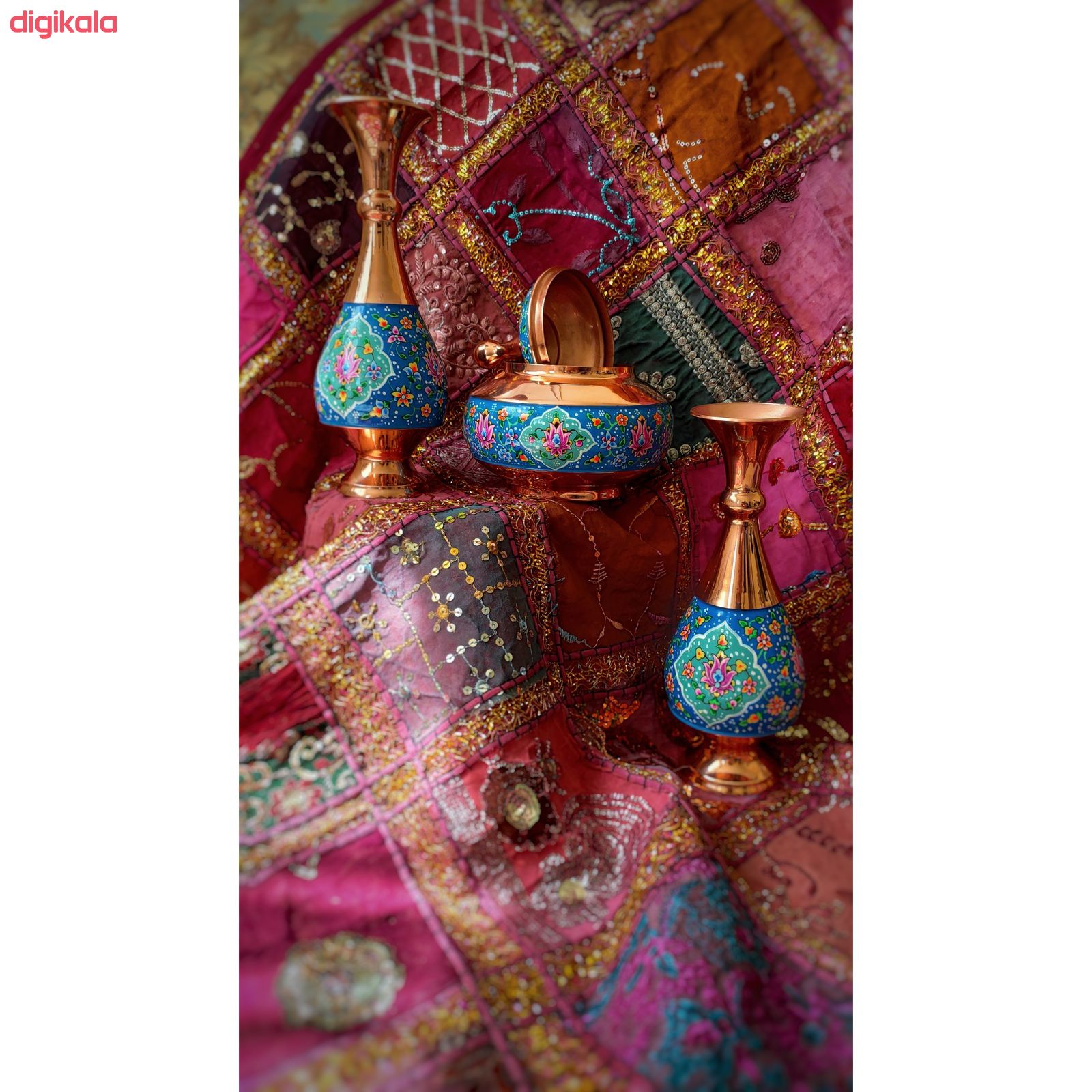 ست گلدان و شکلات خوری میناکاری طرح پرداز کد st25 مجموعه سه عددی main 1 2