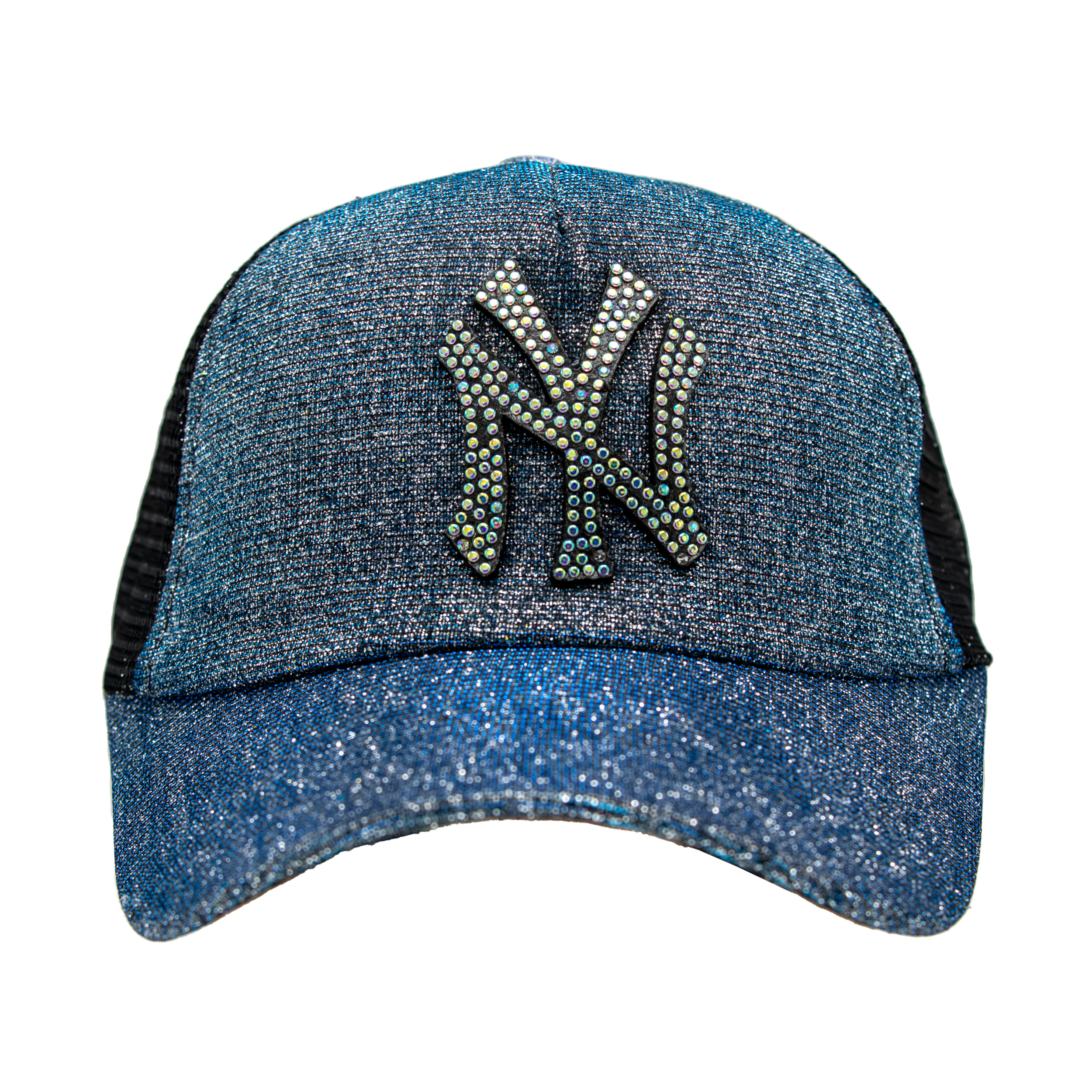کلاه کپ بچگانه مدل NY نگینی رنگ آبی