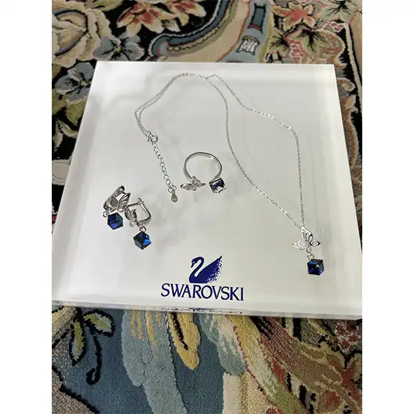 نیم ست نقره زنانه سواروسکی مدل پروانه خاص کد 21451