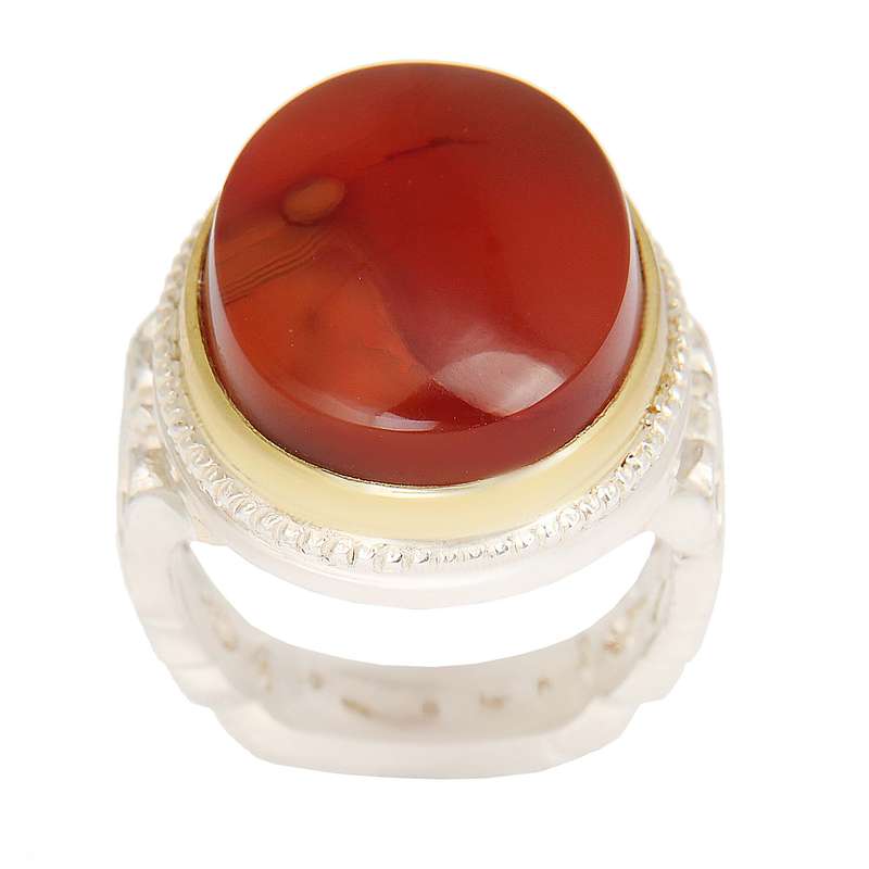 انگشتر نقره مردانه بازرگانی میلادی مدل سنگ عقیق رکاب دست ساز کد AM_2337