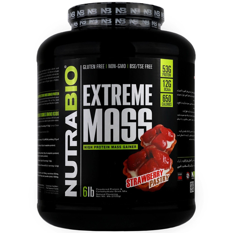 پروتئين اكستريم مس با طعم کیک توت فرنگی نوترابايو - 2722 گرم