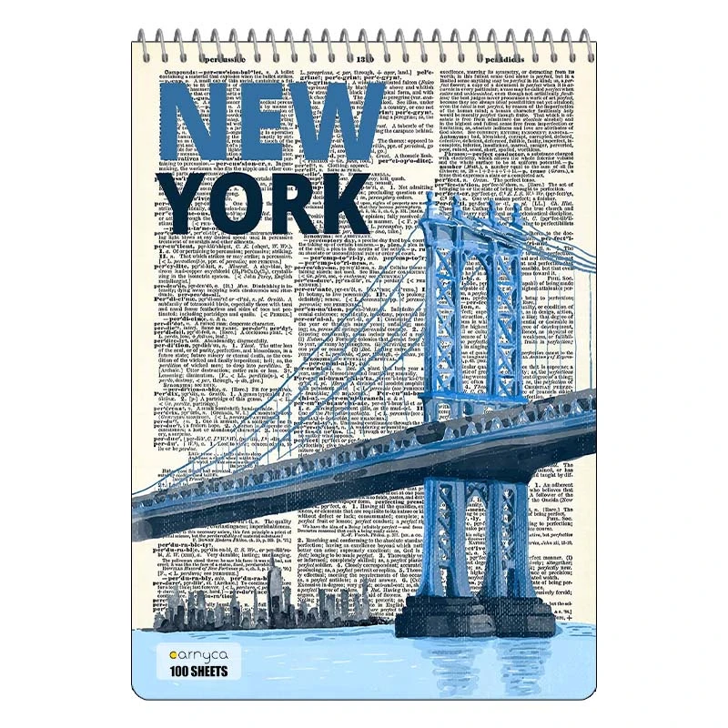 دفتر شطرنجی 100 برگ کارنیکا طرح روزنامه وینتج Vintage Newspaper کد 46512