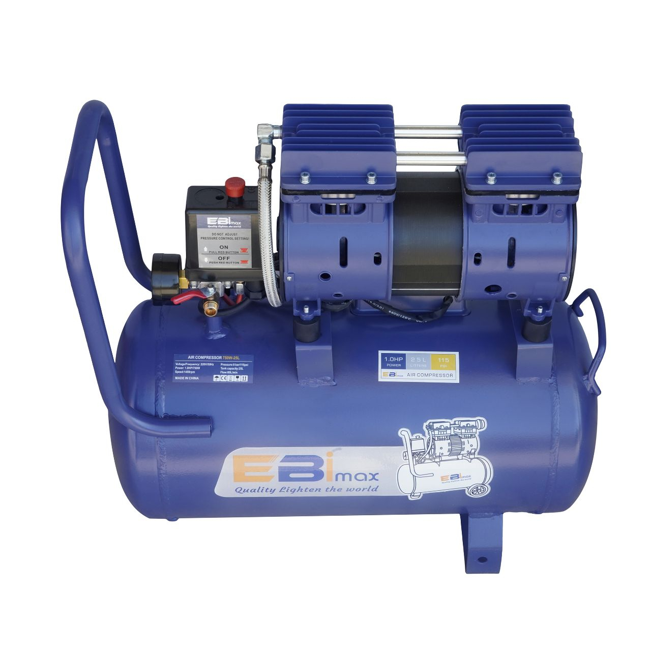 کمپرسور باد ابی مکس مدل EM-25L سایلنت ظرفیت 25 لیتر