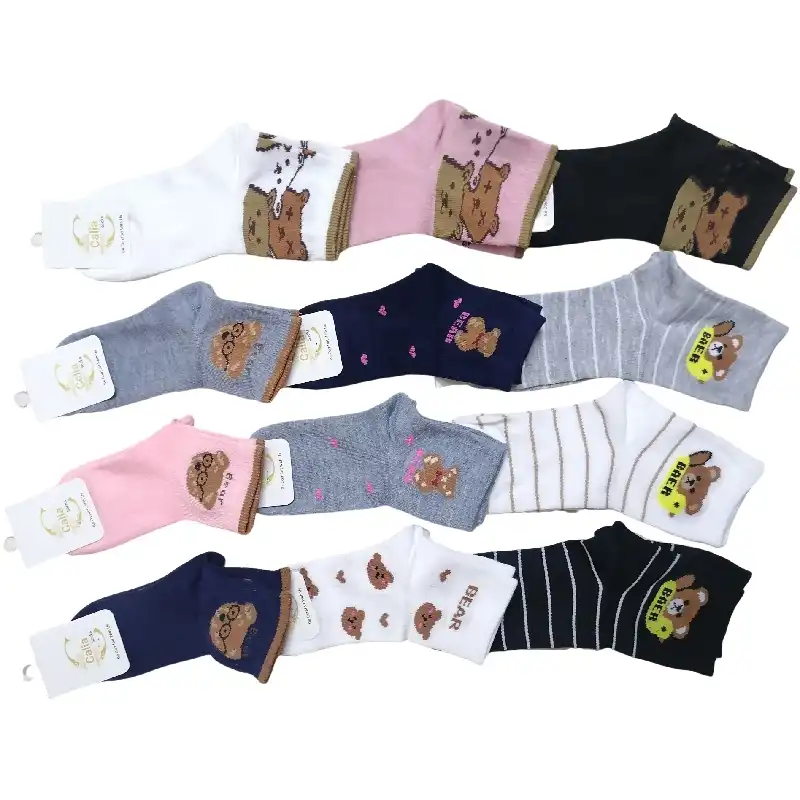 جوراب ساق کوتاه بچگانه مدل cali_300 مجموعه 12 عددی