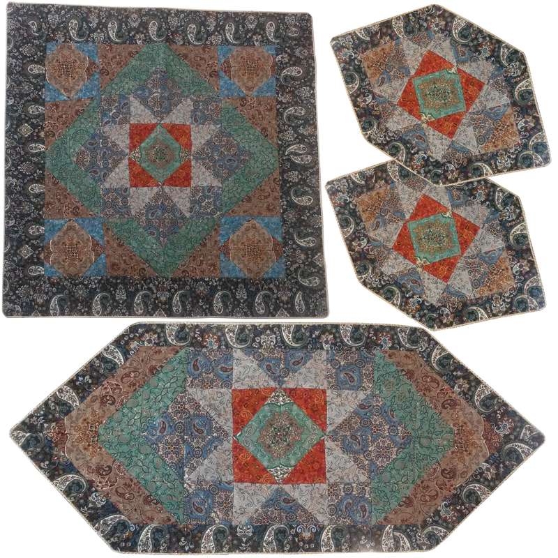 رومیزی 4 تیکه ترمه مدل CHGH_03