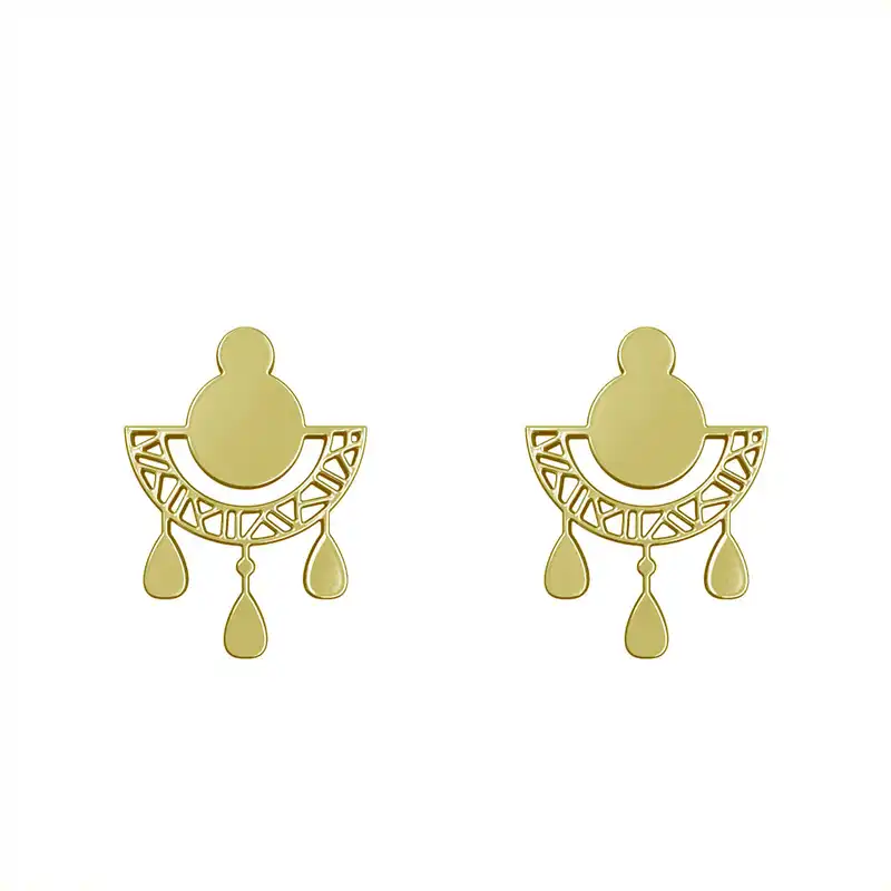 گوشواره طلا 18 عیار زنانه مدوپد مدل هندسی کد GA1-15034