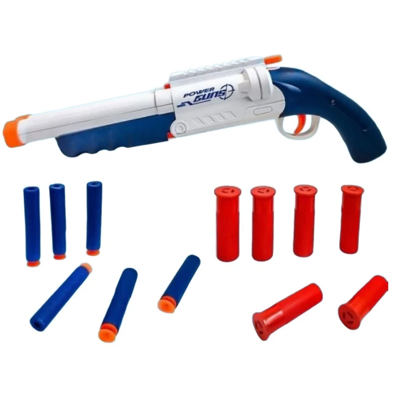 ست تفنگ بازی ناب سل مدل شاتگان دوربین دار پوکه پران تیر ابری کمرشکن کد SUPER GUN SOFT BULLET BT2026C مناسب برای نوجوانان سایز 42*15 سانتی متر