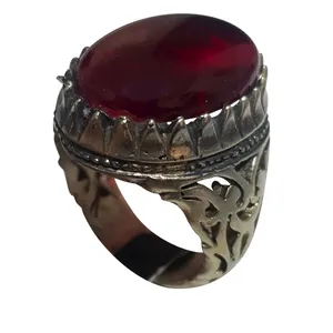 انگشتر نقره مردانه مدل لعل سنتتیک LS2319220