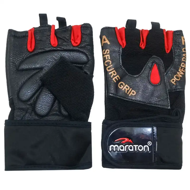 دستکش بدنسازی مدل ضخیم چرمی L