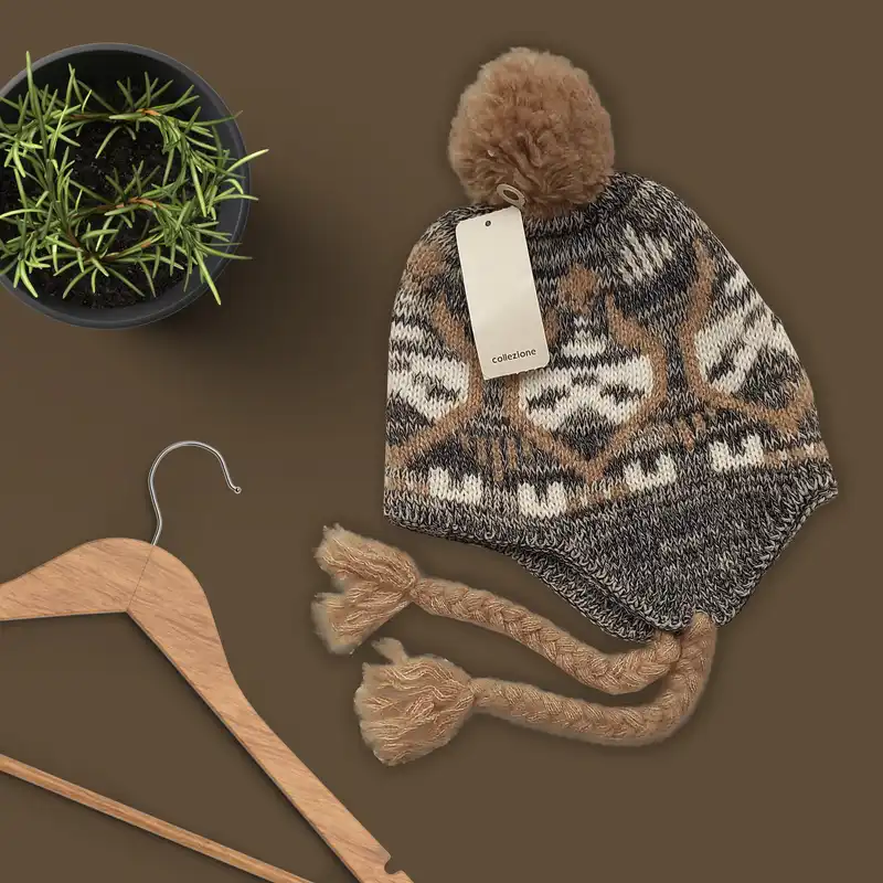 کلاه بافتنی بچگانه کولزیون مدل هندسی کد 61806