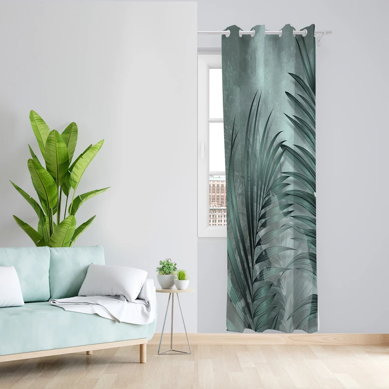 پرده طرح برگ مدل مخمل پانچی کد 2414 z سایز 140x200 سانتی متر