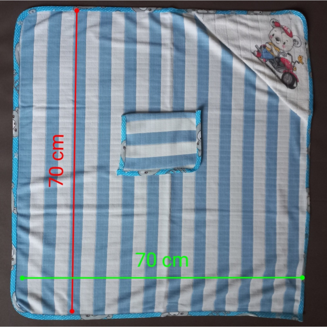 حوله نوزاد مدل راه راه کد AB 05 سایز 70×70 سانتی متر به همراه لیف