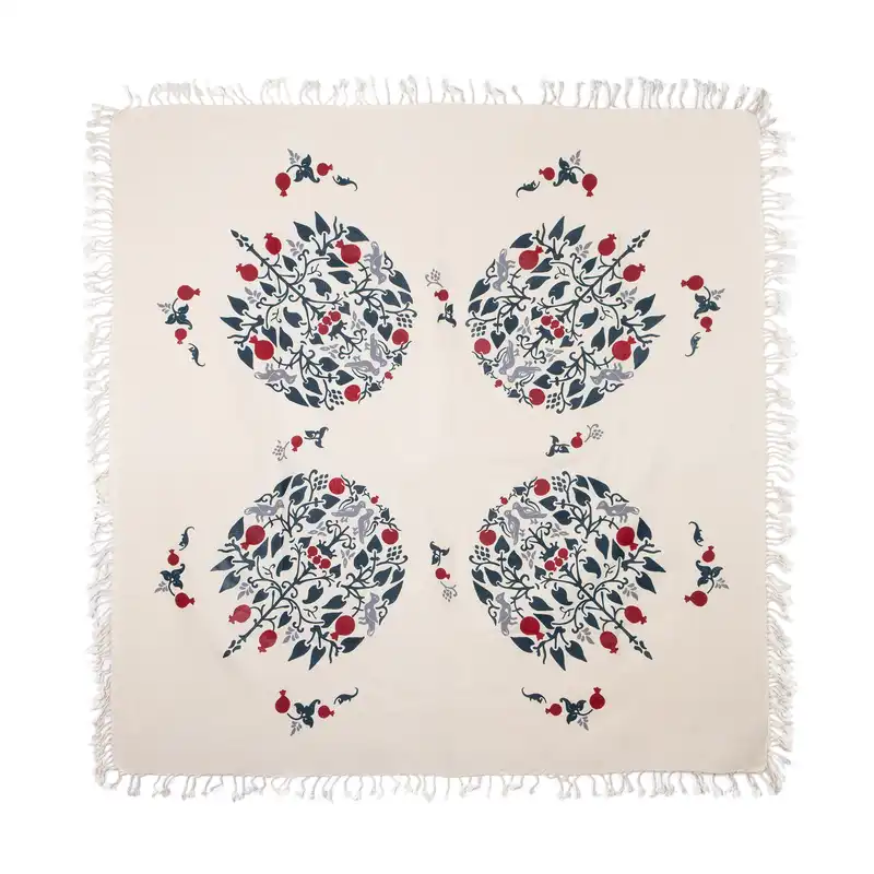 رومیزی چاپ دستی گدار مدل درخت انار آبی