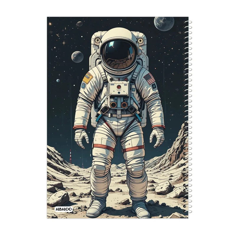 دفتر مشق 100 برگ آلبالو طرح فضانورد کد 2086