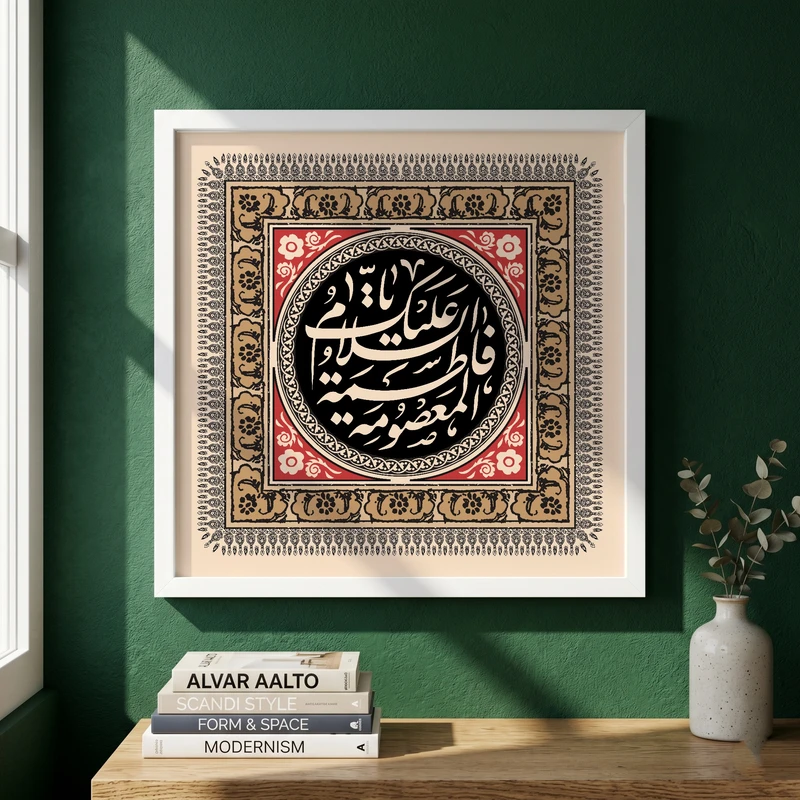 تابلو طرح یا حضرت فاطمه (س) مدل G15629 فریم سفید