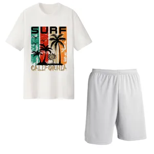 ست تی شرت و شلوارک مردانه مدل جزیره کد Da 423S رنگ سفید