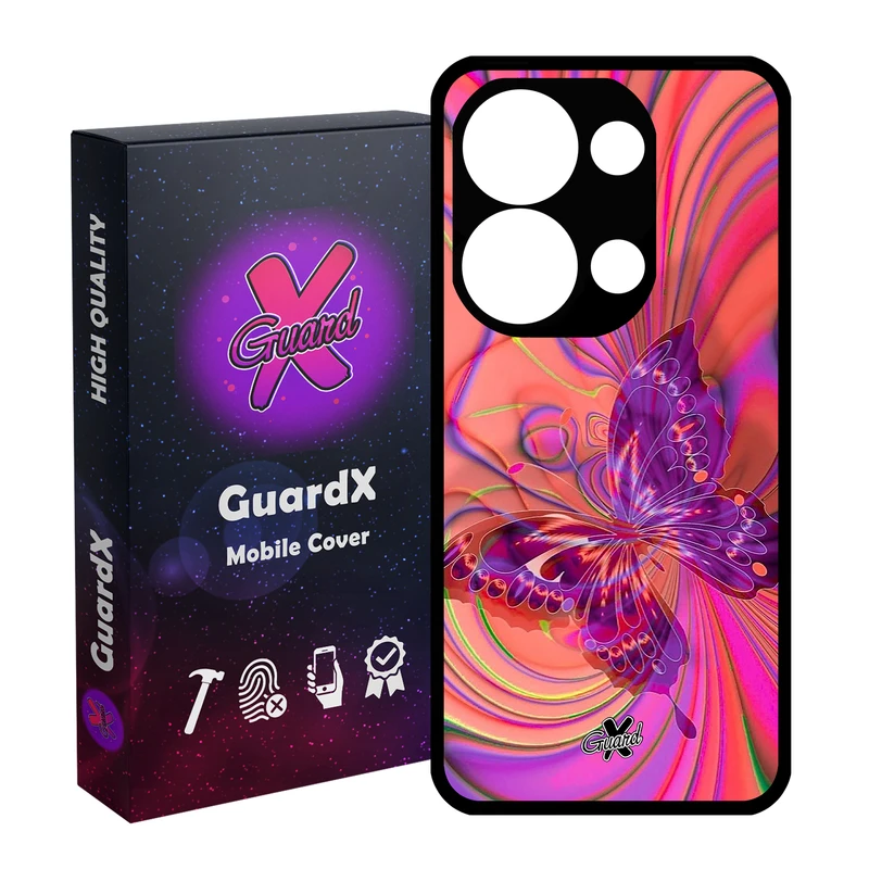 کاور گارد ایکس طرح پروانه مدل Glass10280 مناسب برای گوشی موبایل شیائومی Redmi Note 13 Pro 4G / Poco M6 Pro 4G