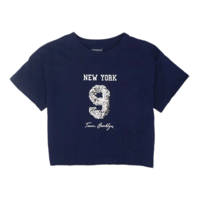 تی شرت آستین کوتاه دخترانه پیپرتس مدل پولکی نیویورک رنگ
سرمه ای