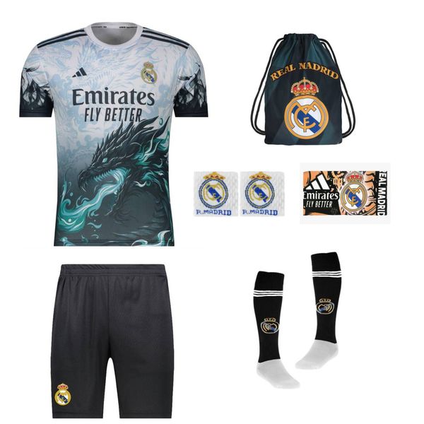 ست 7 تکه لباس ورزشی پسرانه مدل دراگون رئال مادرید طرح امباپه f2026 رنگ آبی روشن