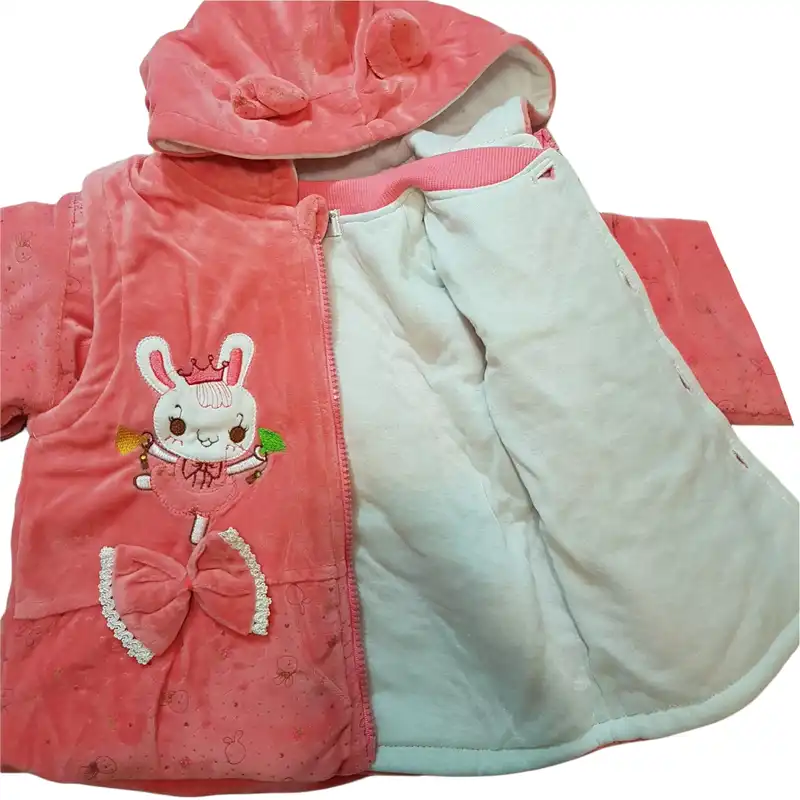 ست کاپشن و شلوار نوزادی مدل ASH405 رنگ گلبهی