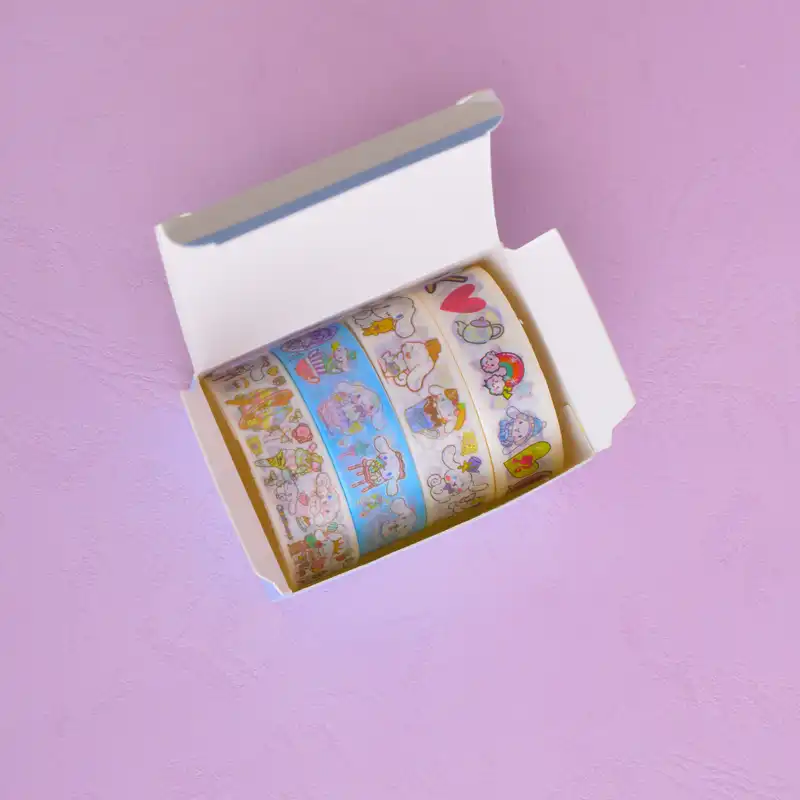 چسب نواری مدل واشی طرح ملودی و دوستان عرض 1.5 سانتی متر بسته 4 عددی