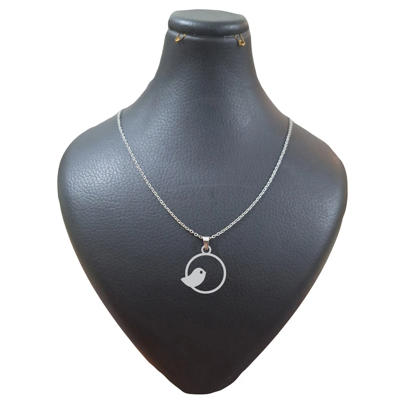 گردنبند زنانه هایکا مدل دایره و پرنده کد ha 975