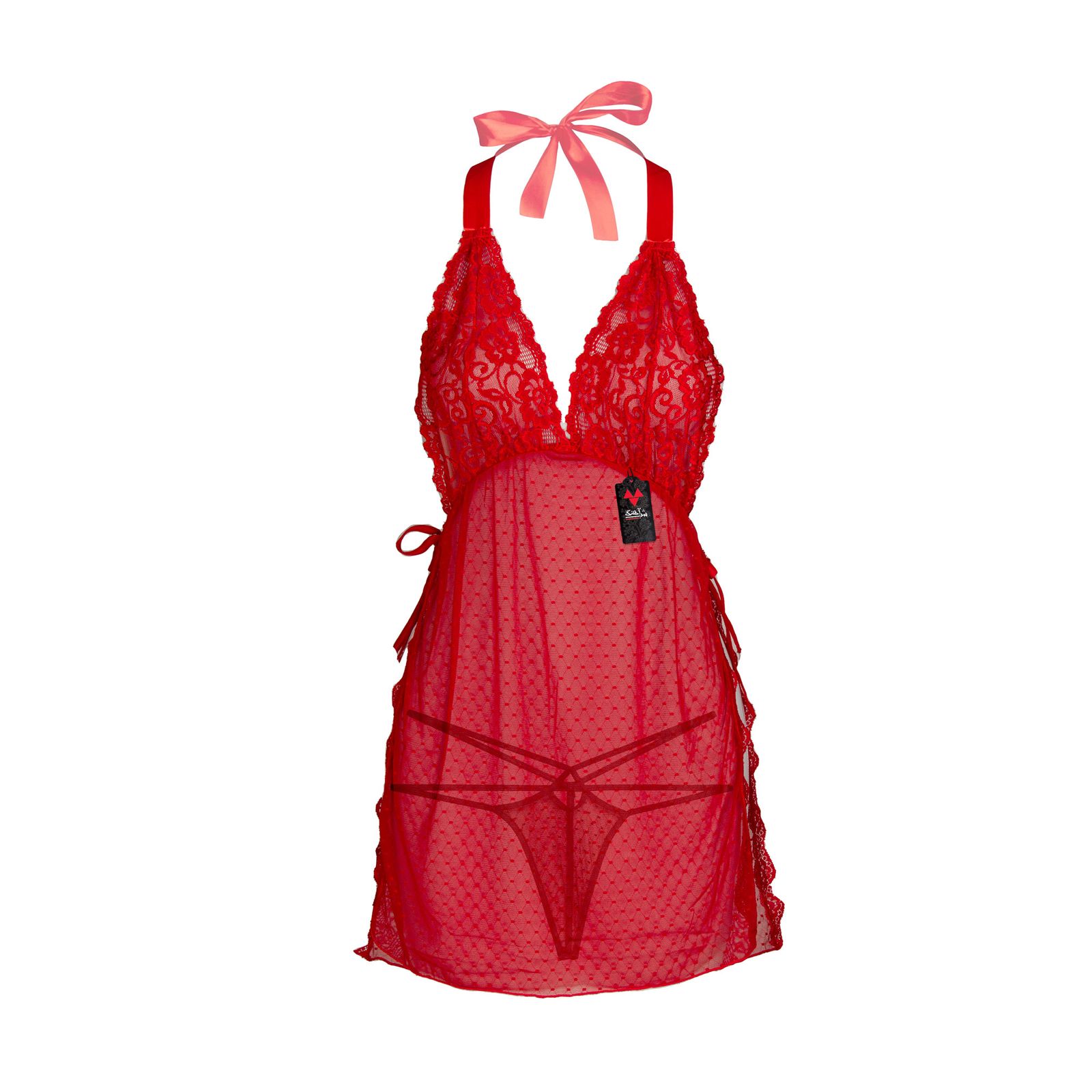 لباس خواب زنانه شباهنگ مدل Waiter رنگ قرمز -  - 4