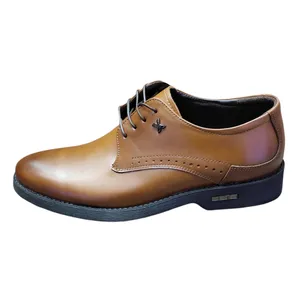 کفش رسمی مردانه مدل چرم طبیعی بندی تبریز رنگ عسلی