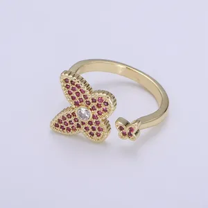  انگشتر طلا 18 عیار زنانه قیراط طرح پروانه کد GH2732