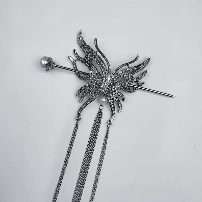 کلیپس مو زنانه مدل کانزاشی طرح پروانه آویز کد 4069ak