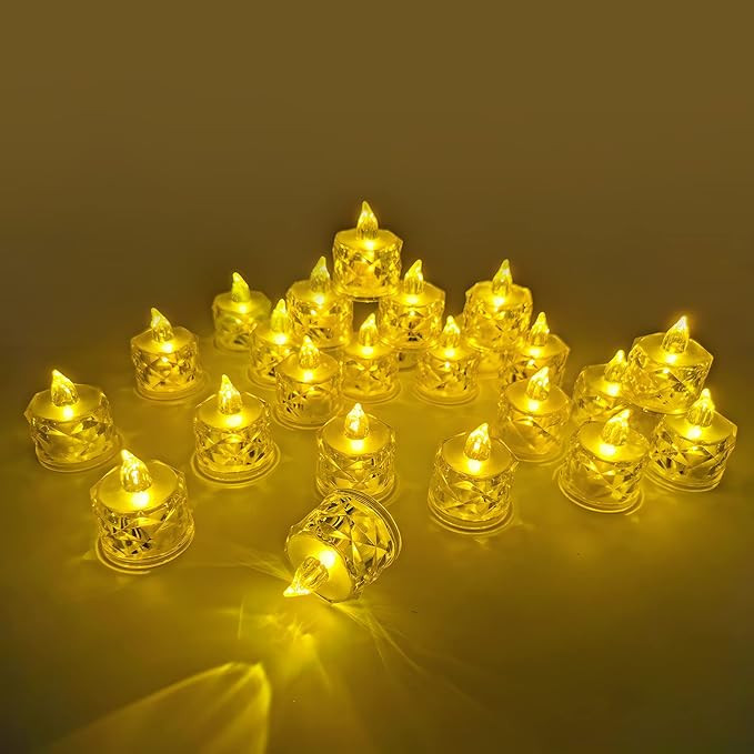 شمع ال ای دی مدل کریستالی شفاف طرح Diamond مجموعه 6 عددی