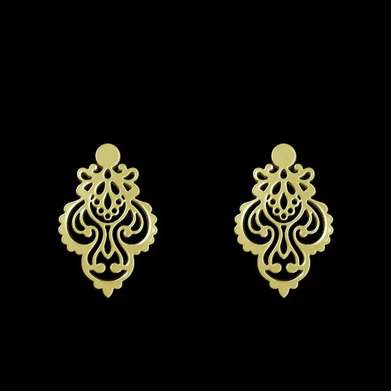 گوشواره طلا 18 عیار زنانه مدوپد مدل هندسی کد GA1-15190